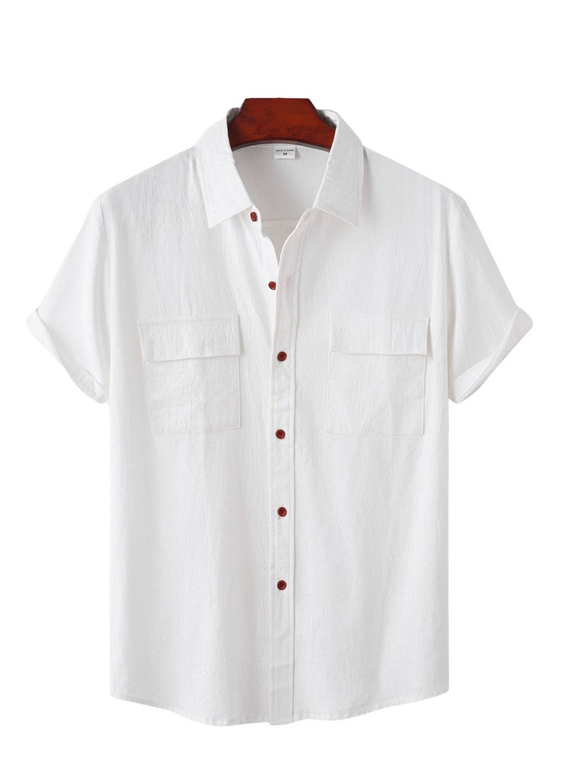 Summer new men's short-sleeved shirts men's casual shirts solid color half-sleeved tops