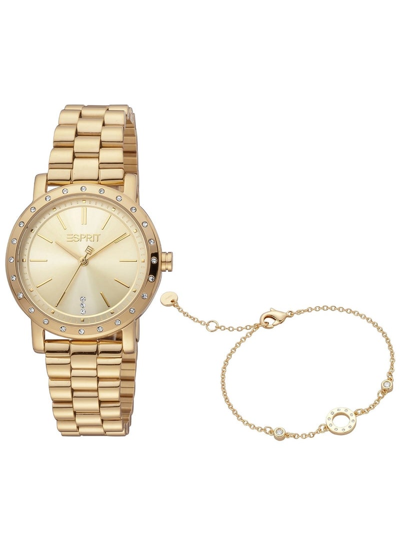 Esprit Stainless Steel Analog Women's Bracelet Watch With Stainless Steel Gold Band ES1L298M0065