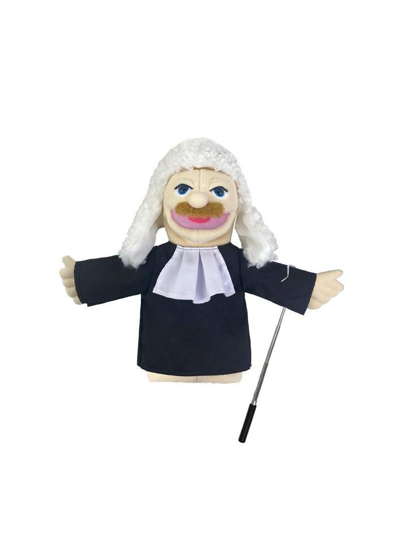 1 Pcs Judge Occupation Professional Figurine Role Playing Parent-Child Interaction Toy Family Companionship Plush Doll Figurine Toy Hand Puppet With Control Lever