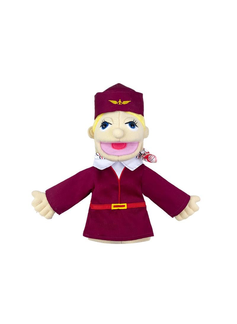 1 Pcs Flight Attendant Occupation Professional Figurine Role Playing Parent-Child Interaction Toy Family Companionship Plush Doll Figurine Toy Hand Puppet
