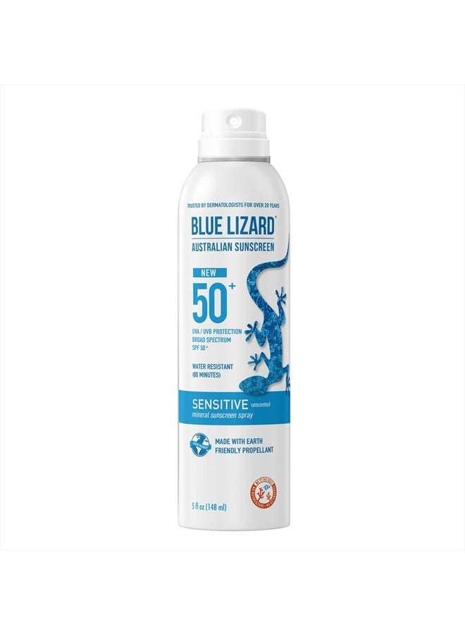 BLUE LIZARD Mineral Sunscreen Sensitive SPF 50+ Spray, 5 Ounce