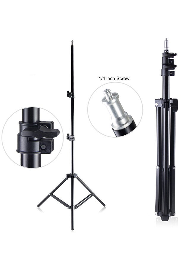 Adjustable Metal Tripod Light Stand Max. Height 1.6M/5.2ft with 1/4 Inch Screw for Photography Studio LED Video Light Umbrella Ring Light
