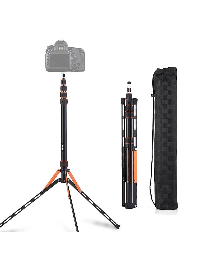 SL25-5 85.03-inch Foldable Tripod Stand Aluminum Alloy 5 Sections Adjustable 5kg/11.02lbs Load Capacity with 1/4in & 3/8in Screw Compatible with Camera Phone Gimbals LED Light