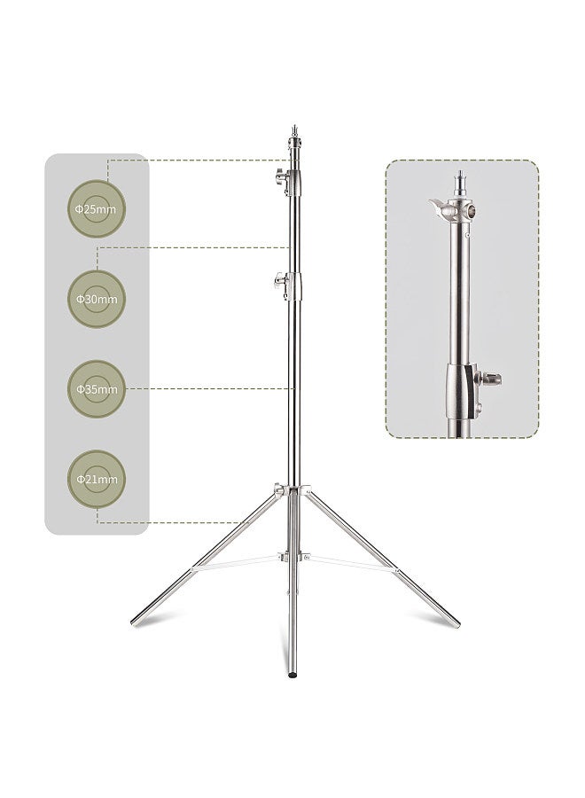 Heavy Duty Photography Light Stand Tripod Stainless Steel Max. 280cm/110in Height with 1/4 Inch & 3/8 Inch Screw for Studio Softbox Monolight Video Light Flash Light