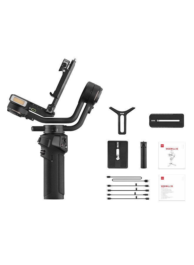 WEEBILL 3S Standard Handheld Camera 3-Axis Gimbal Stabilizer Quick Release Built-in Fill Light PD Fast Charging Battery Max. Load 3kg/ 6.6Lbs Replacement for Canon Sony Nikon DSLR Mirrorless Cameras