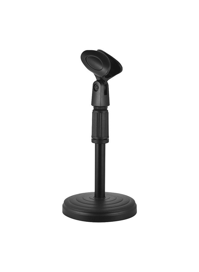 Adjustable Desk Microphone Stand Mic Holder with Clip Max. Height 345mm for Meetings Lectures Podcasts Black