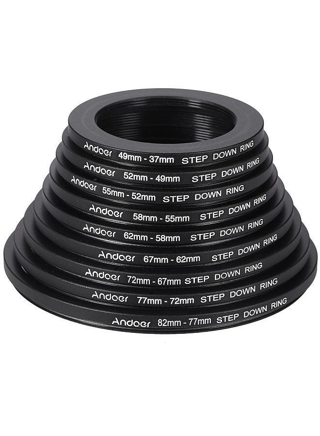 18pcs 37-49-52-55-58-62-67-72-77-82mm Step Up / Step Down Lens Filter Metal Adapter Ring Kit