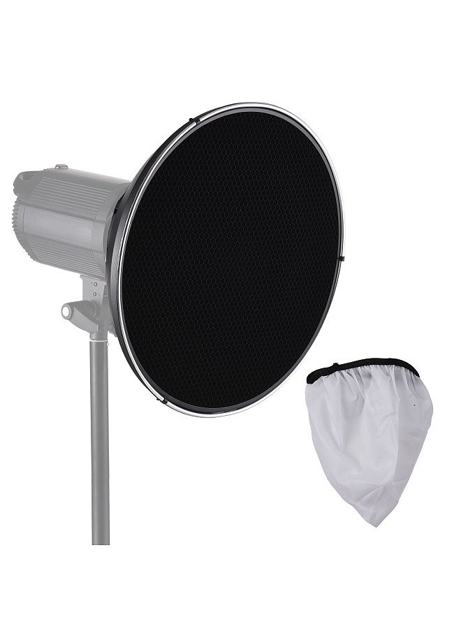 15.35 Inch Bowens Mount Beauty Dish Standar Reflector Diffuser Lamp Shade Dish with 60°Honeycomb Grid & Center Reflector for Bowens Mount Studio Strobe Flash Light Speedlite
