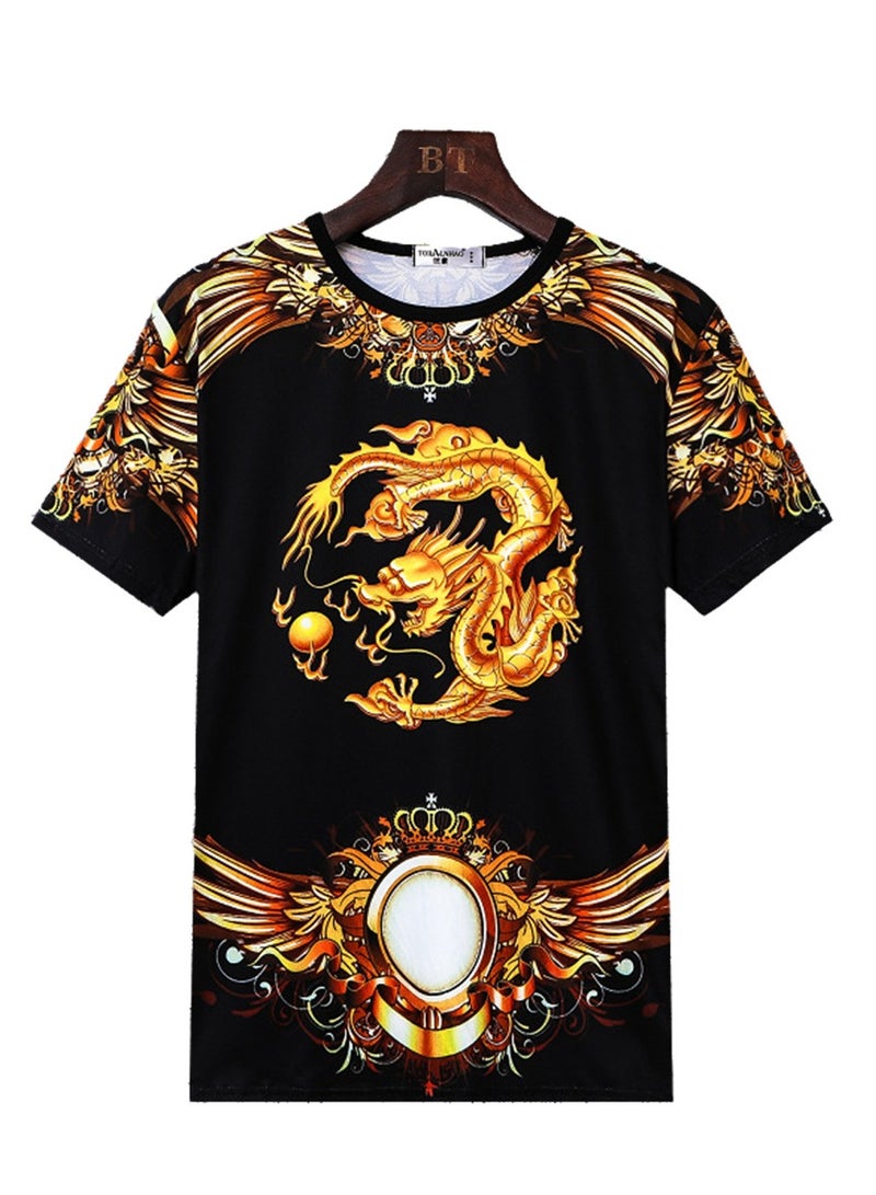 3D new personalized printing summer short-sleeved T-shirt men's trendy casual half-sleeved round neck top T-shirt