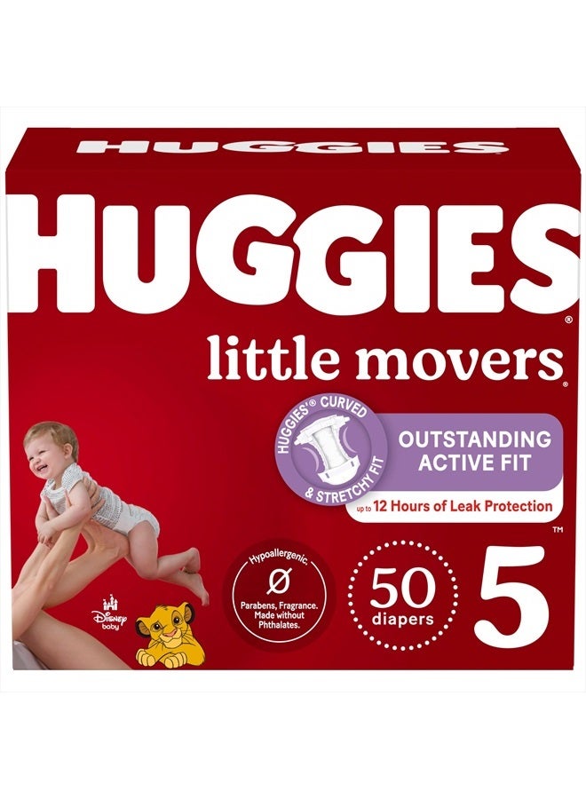 Huggies Size 5 Diapers, Little Movers Baby Diapers, Size 5 (27+ lbs), 50 Count