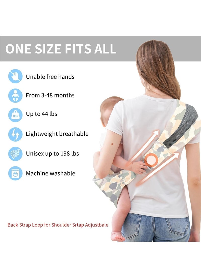 Baby Sling Carrier, Compact Hipseat One-Shoulder Carrier, Portable Baby Carrier Sling Hip for Newborn to Toddler Infants Carrying up to 44 lbs
