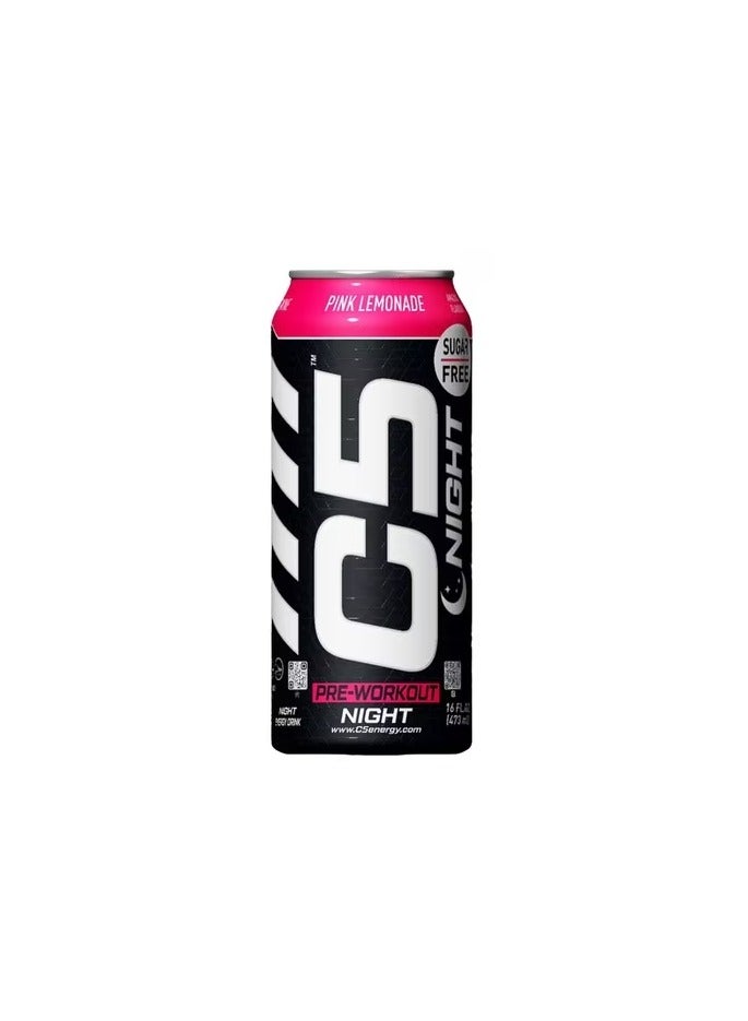 C5 Night Pre Workout Drink 473 ml 12 Pc Box - Pink Lemonade Energy Drink Without Caffeine