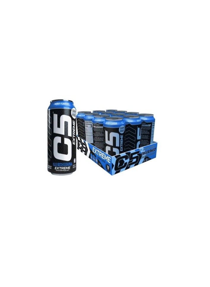 C5 Sugar-Free Pre-Workout Extreme Energy Drink Energy Flavour 473ml Pack of 12