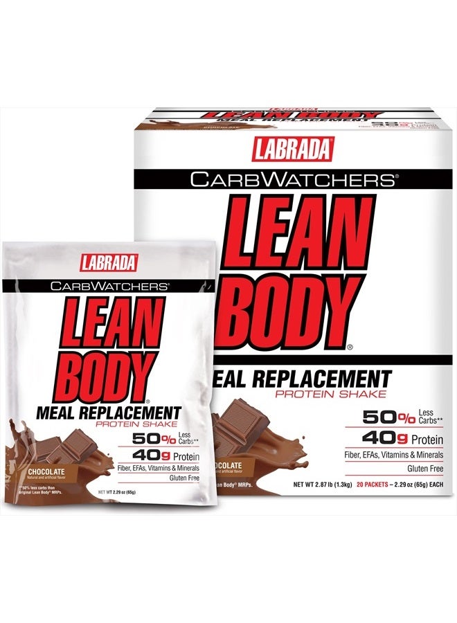 Nutrition Carb Watchers Lean Body Hi-Protein Meal Replacement Shake, Chocolate Ice Cream, 2.29-Ounce Packets (Pack of 20)