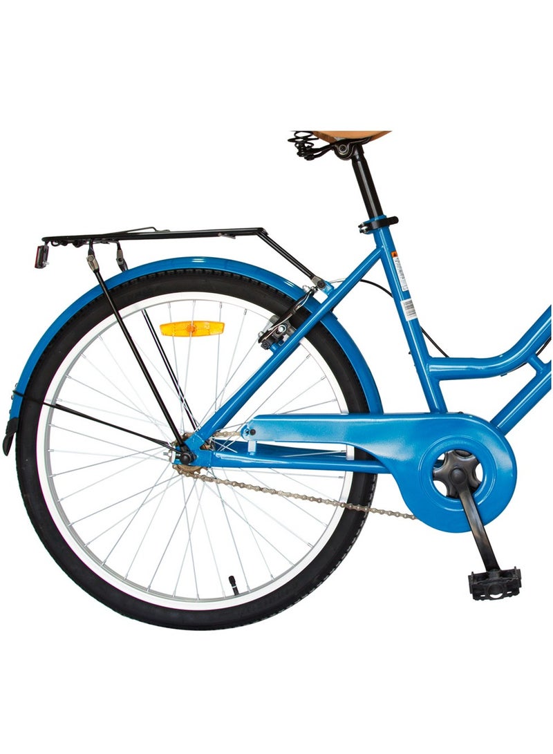 Spartan Classic City Bike - Stylish Urban Bicycle with Comfortable Step-Through Frame for Men and Women - Lightweight Commuter Bike with Grocery-Friendly Storage - Blue