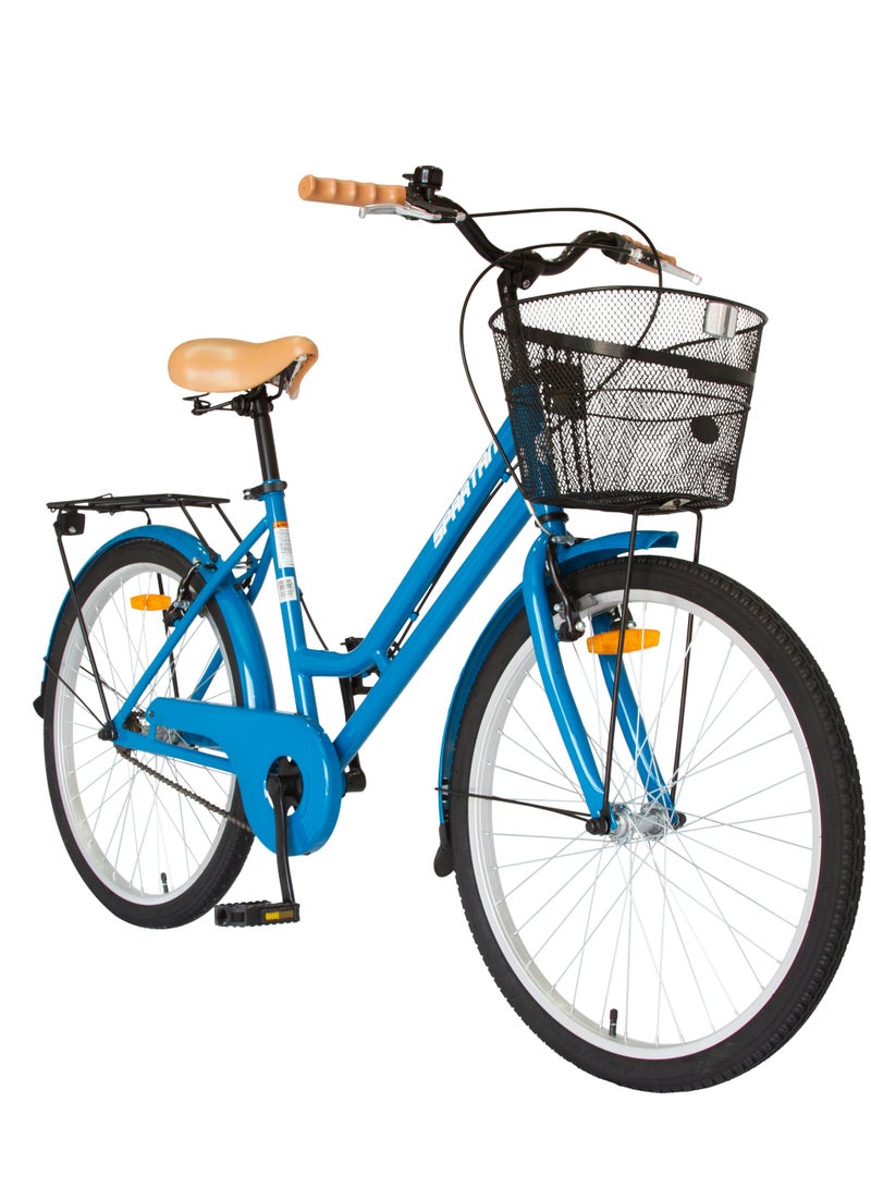 Spartan Classic City Bike - Stylish Urban Bicycle with Comfortable Step-Through Frame for Men and Women - Lightweight Commuter Bike with Grocery-Friendly Storage - Blue
