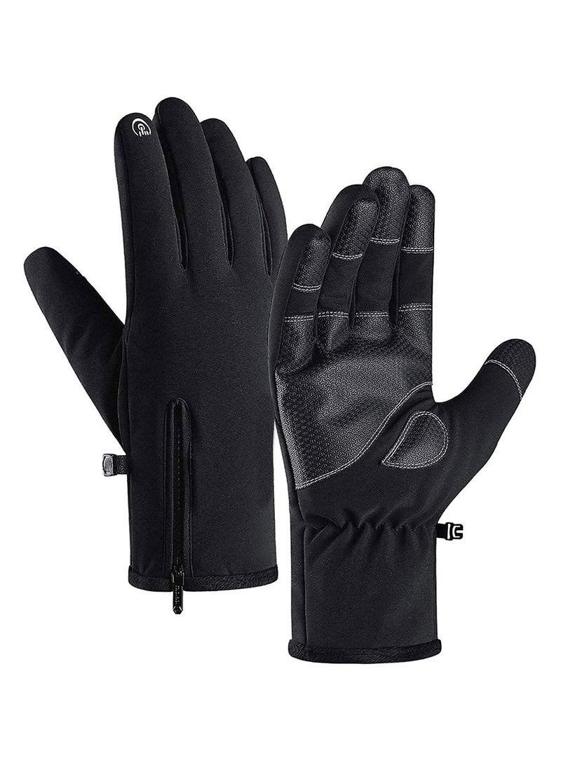 Cycling Gloves Bicycling Anti Slip Shock Absorbing Men Women Winter Three Fingers Touch-Screen Fleece 100% Waterproof -30℉ Warm Windproof XL