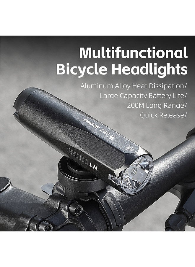 High Brightness Aluminum Alloy Bicycle Light High Lumen USB Rechargeable Bike Light Light Sensing Road Bike Light Multi-Modes Cycling Safety Lamp