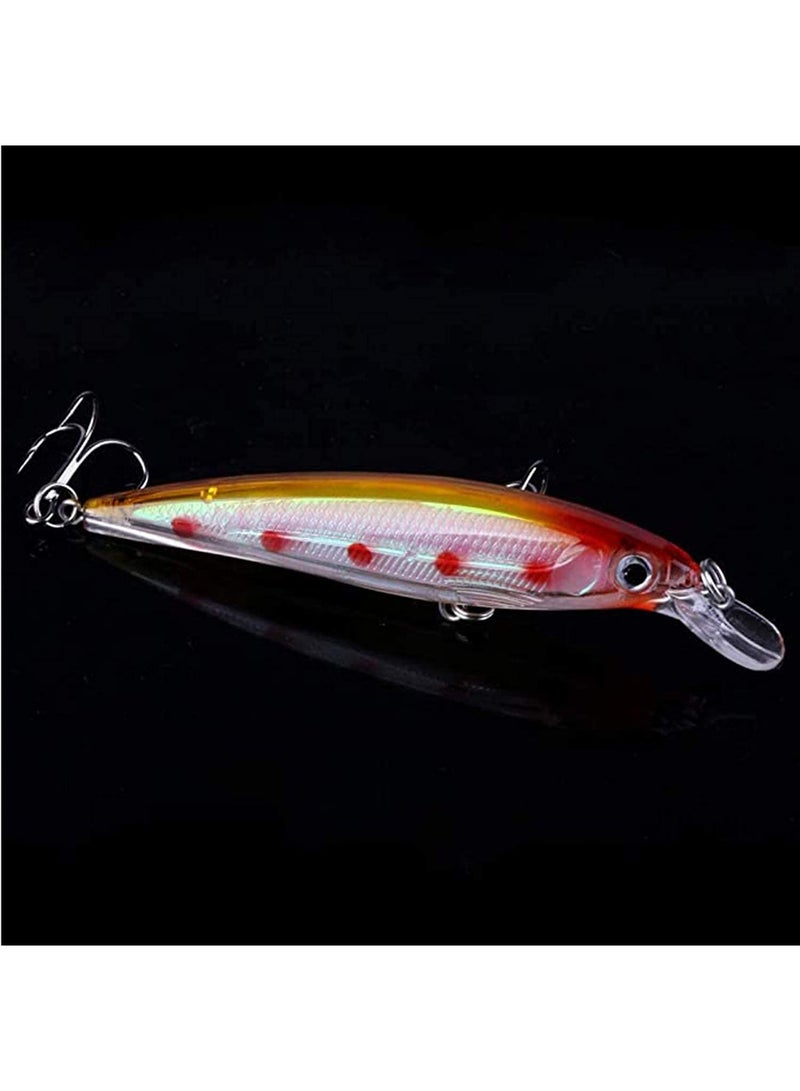 Fishing Lures, 10Pcs Fishing Lure Artificial Floating Minnow Hard Bait Swimbait Fishing Tackle Set with Treble Hooks Sinking Metal Spoons Micro Jigging Bait for Outdoor Fishing