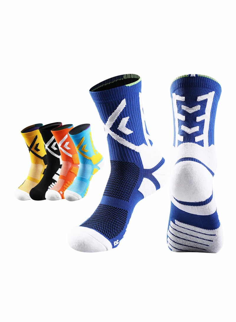 Basketball Socks, Men's Outdoor Athletic Crew Socks, Athletic Crew Socks for Men Women, Protective Elite Socks, Sports Socks (5 Pairs)