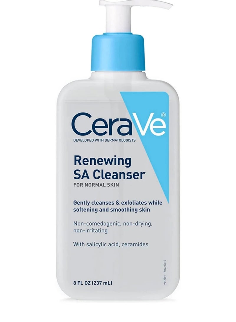 CeraVe SA Cleanser Salicylic Acid Face Wash with Hyaluronic Acid, Niacinamide & Ceramides BHA Exfoliant for Face 8 Ounce, multi, 8 Fl Oz (Pack of 1)
