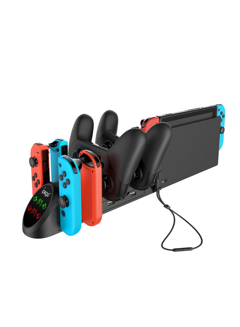 Charging Dock, Pg 9187 Compatible with Fit for Switch Pro Controllers and for Joy Cons Multifunction Charger Stand Compatible with Switch Controllers with 2 USB 2.0 Plug and 2 USB 2.0 Ports