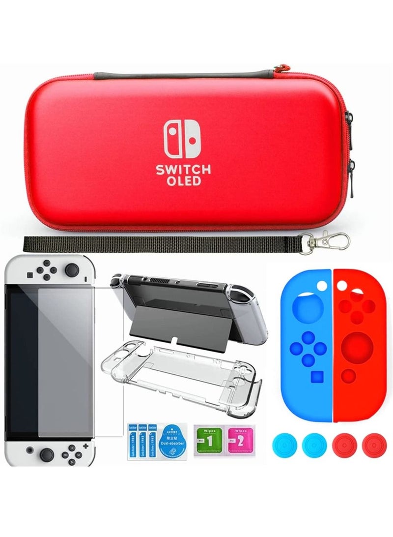 Carrying Case Compatible with Switch OLED Accessories Bundle with Screen Protector Clear Cover for OLED Game Console