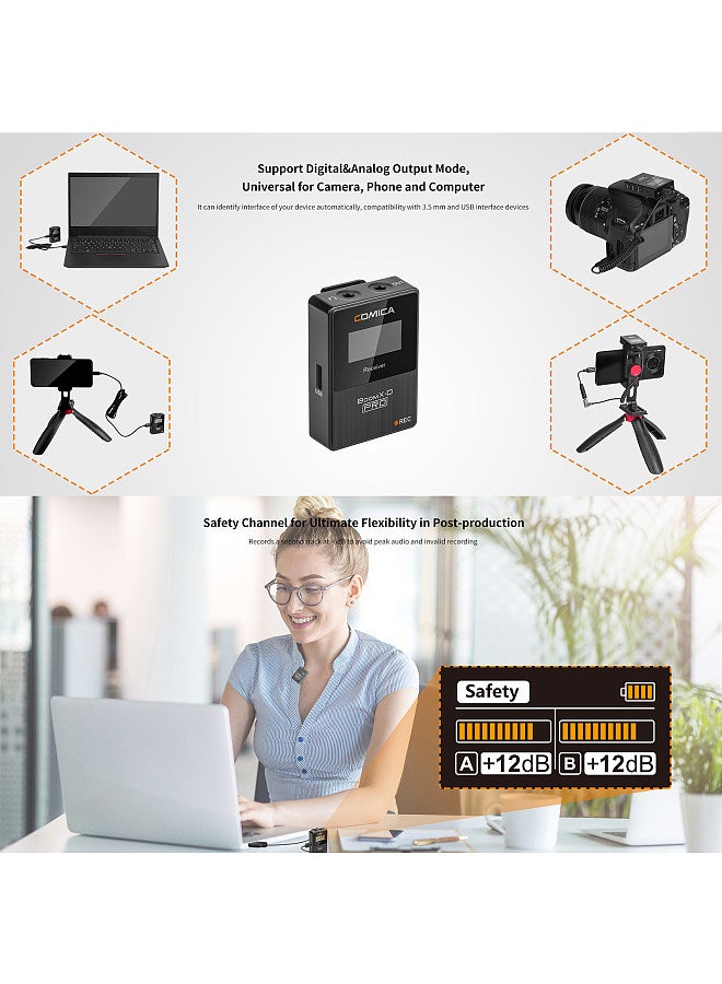 BoomX-D PRO D2 One-Trigger-Two 2.4G Dual-Channel Wireless Microphone System Built-in 8G Memory Card Digital & Analog Output Modes 100M Effective Range