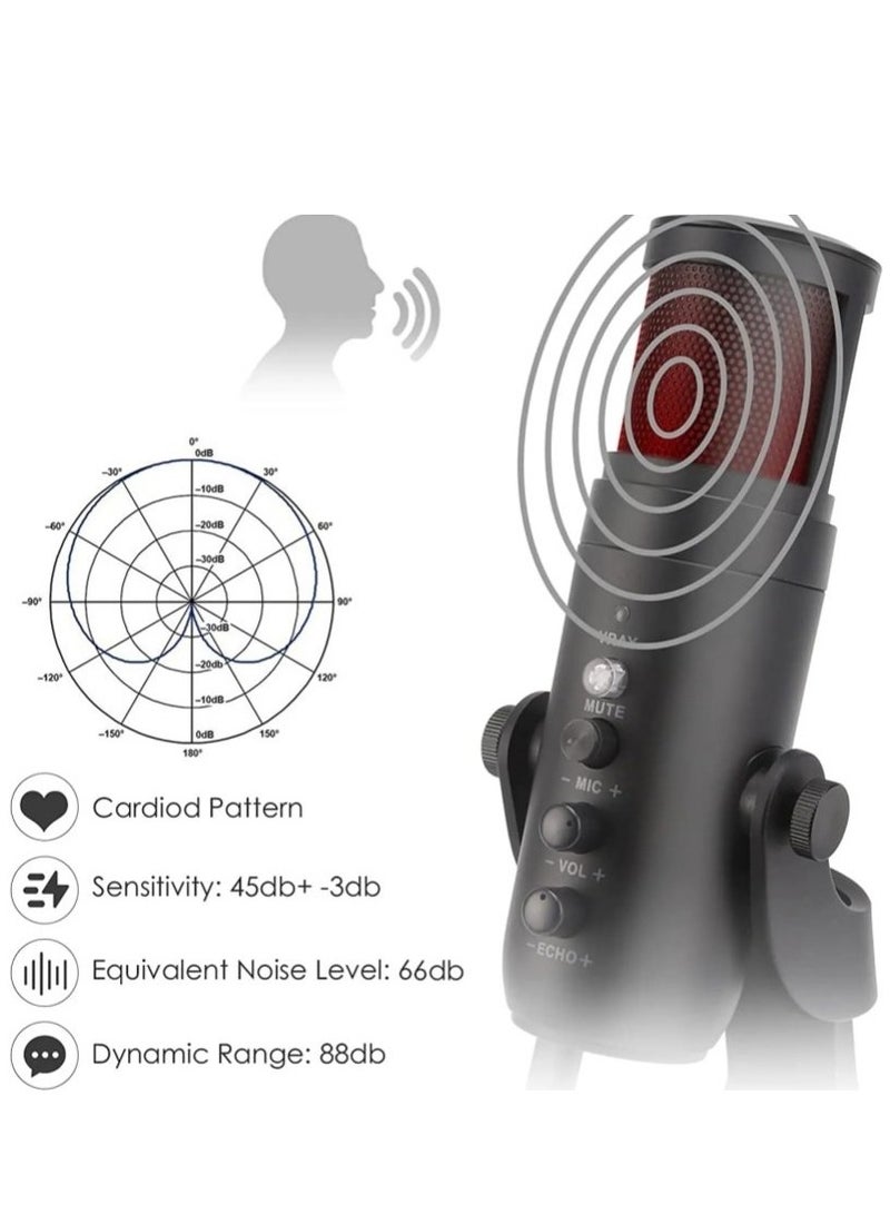 JMARY MC-PW9 USB Cable Microphone Voice Recording Tool RGB Light