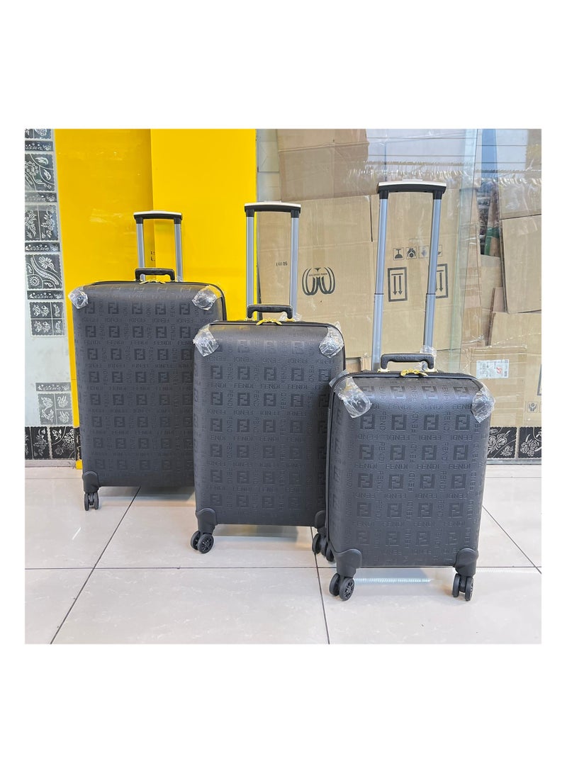 Luggage Trolley Set- Lightweight 3-Piece Suit Case for Travel