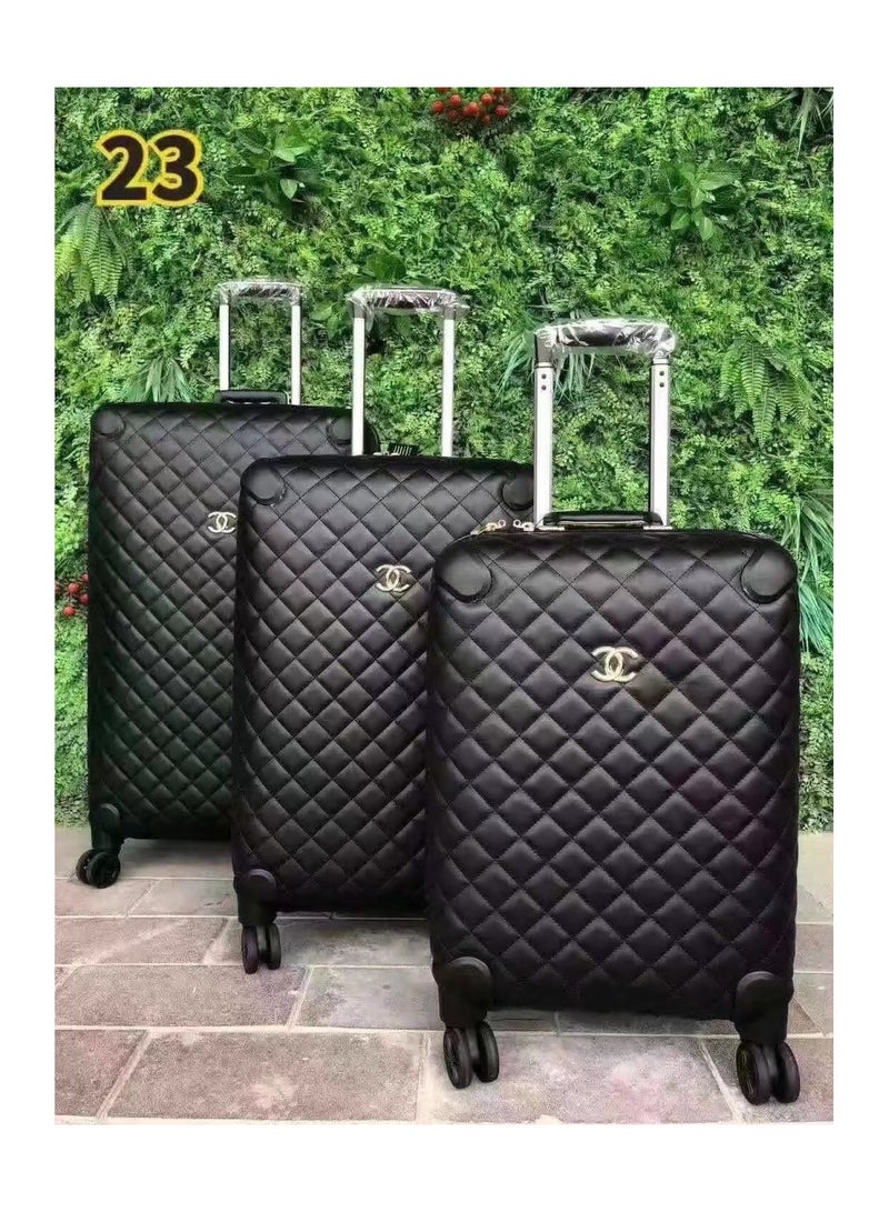 PU custom trolley spinner luggage bag 3 piece sets travel suitcase sets  Luggage Set