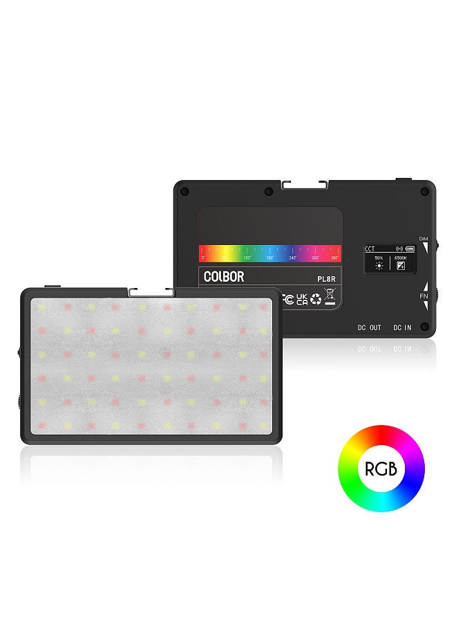 PL8R Pocket RGB Video Light 2700K-6500K Photography LED Fill Light Panel Dimmable 37 Scene Lighting Effects Built-in Battery with Cold Shoe Mount Magetic Backside APP Control