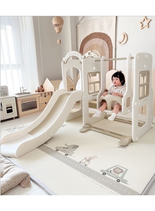 Kids Slide and Swing Set for Toddler 3-in-1 For Indoor and Outdoor Activity Easy to Assemble with 6 Safety Features for 1-7 Year Baby - White