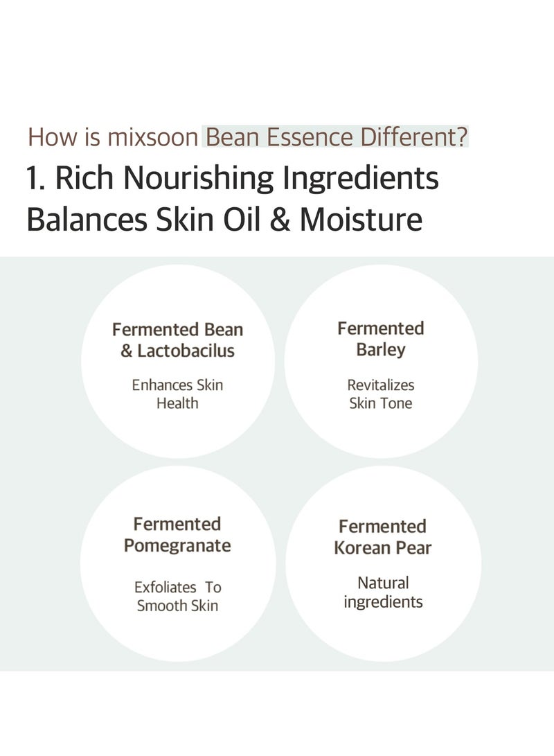 mixsoon Bean Essence, Vegansnail, Exfoliating Essence for face, Hydrating Korean Skin Care,Glassskin 1.69 fl.oz/50ml