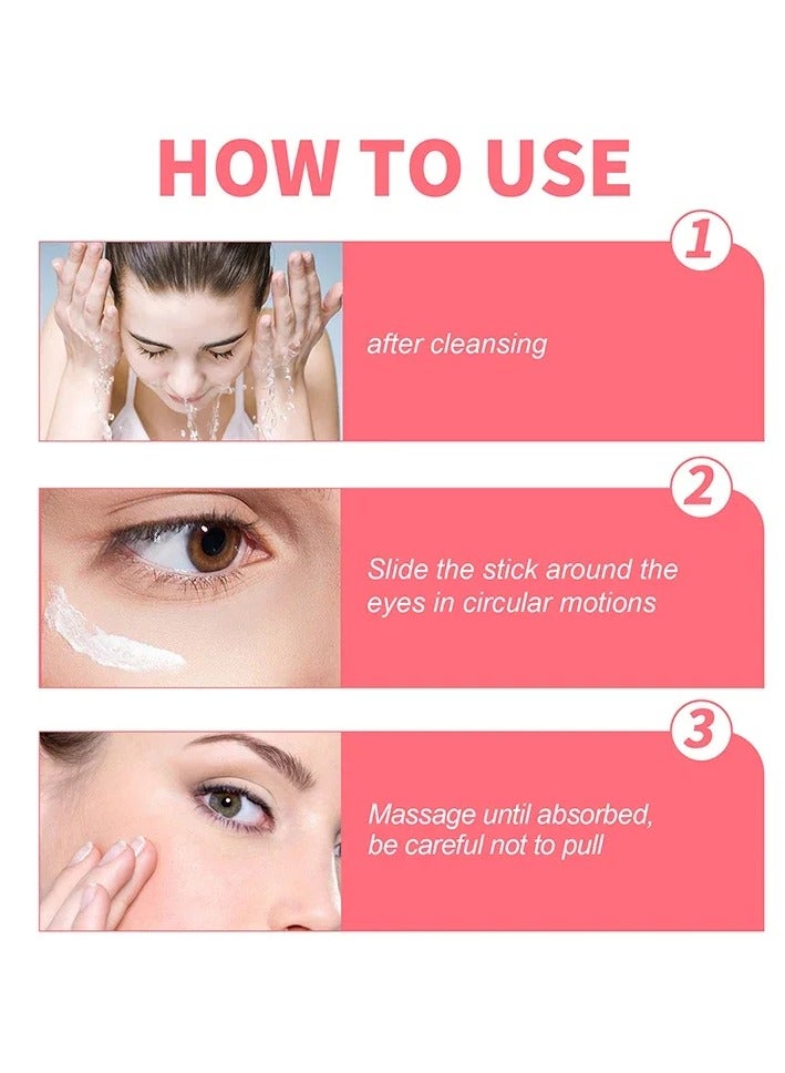 Retinol Eye Stick, Brightening Anti Aging Under Eye Cream, Eye Moisturizing Hydration Nourishing Eyes Serum, Vegan Ingredients Brightening Eye Balm For Reducing Fine Lines And Dark Circles