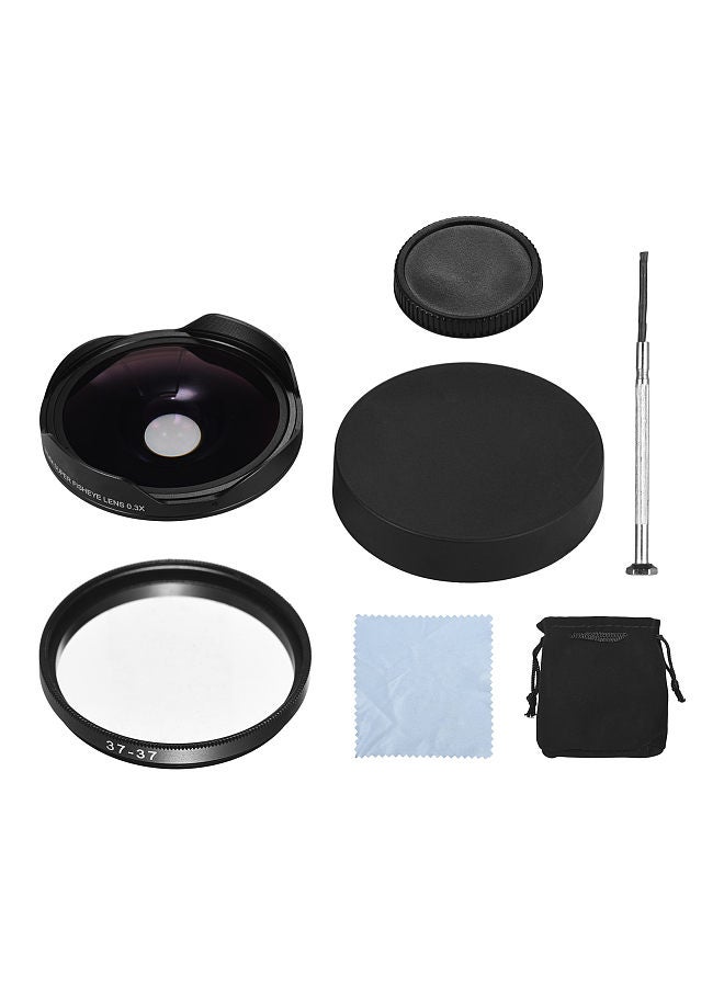 37MM 0.3X HD Ultra Wide Angle Fisheye Lens with Hood Replacement for Camcorders