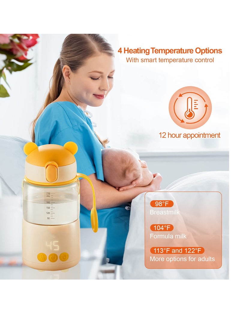 Portable Baby Bottle Warmer, Travel Friendly Milk Warmer Temp Control, 320Ml Instant Water Warmer, Portable Baby Bottle Warmer For Car, Daily, On The Go