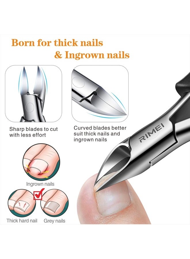Toenail Clippers, Professional Thick & Ingrown Nail Clippers for Men & Seniors, Podiatrist Recommended, Pedicure Clippers Toenail Cutters, Stainless Steel Sharp Curved Blade Grooming Tool