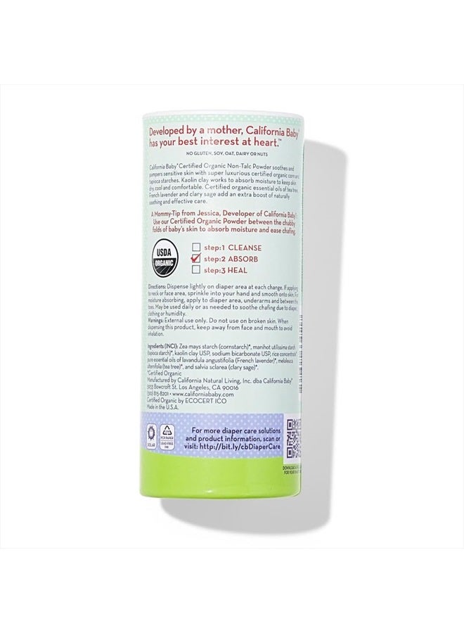 Organic Baby Powder Talc-free | USDA Certified Organic | Talc Free Baby Powder | Body Powder for Men | Absorbs Moisture & Anti-Chafing | Diaper Powder for Sensitive Skin | 2.5oz / 71g