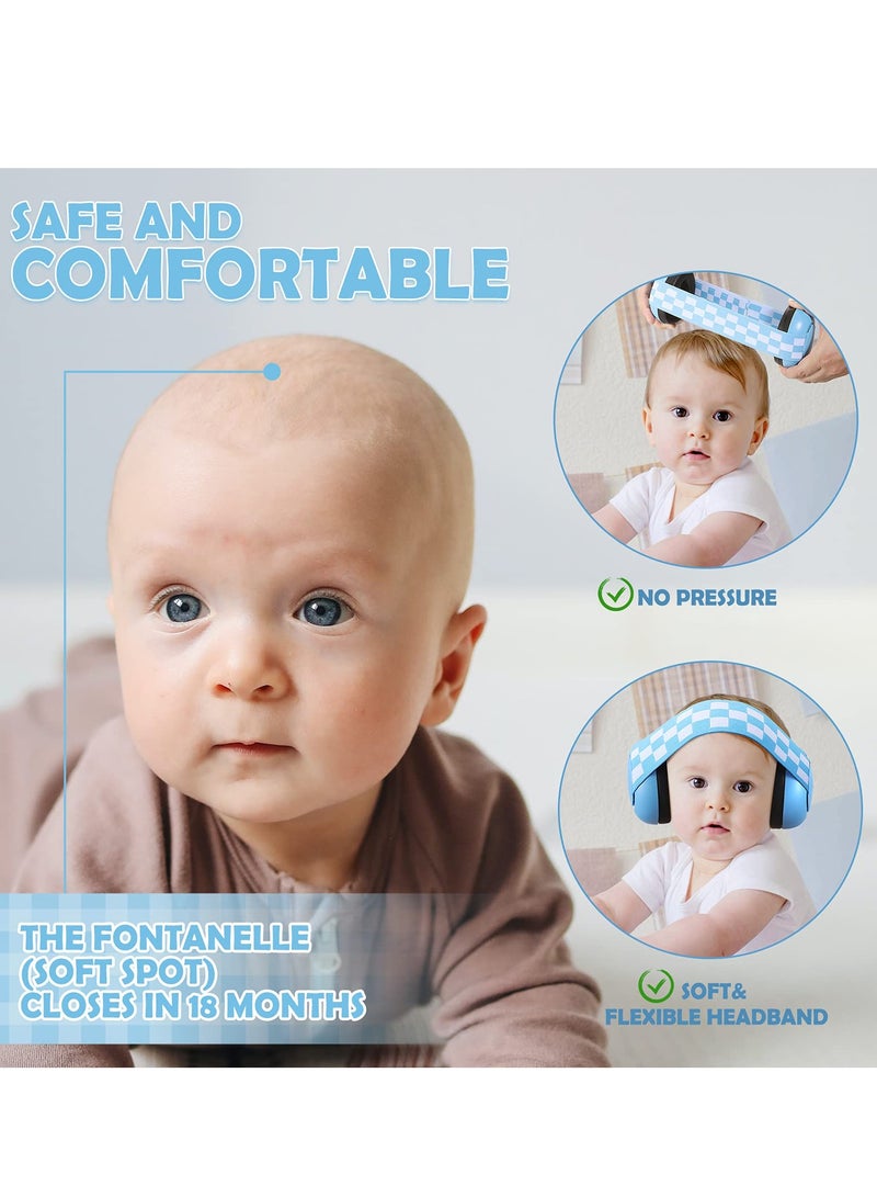 Baby Earmuffs, 2-24 Months Adjustable Baby Ear Protection Earphones Noise Reduction Earmuffs With Cloth Bag Soundproofing For Newborns Blue