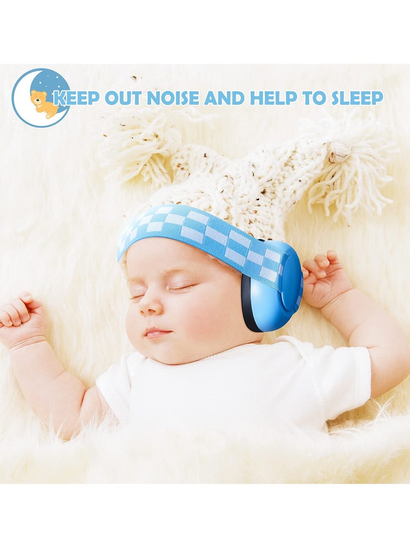 Baby Earmuffs, 2-24 Months Adjustable Baby Ear Protection Earphones Noise Reduction Earmuffs With Cloth Bag Soundproofing For Newborns Blue