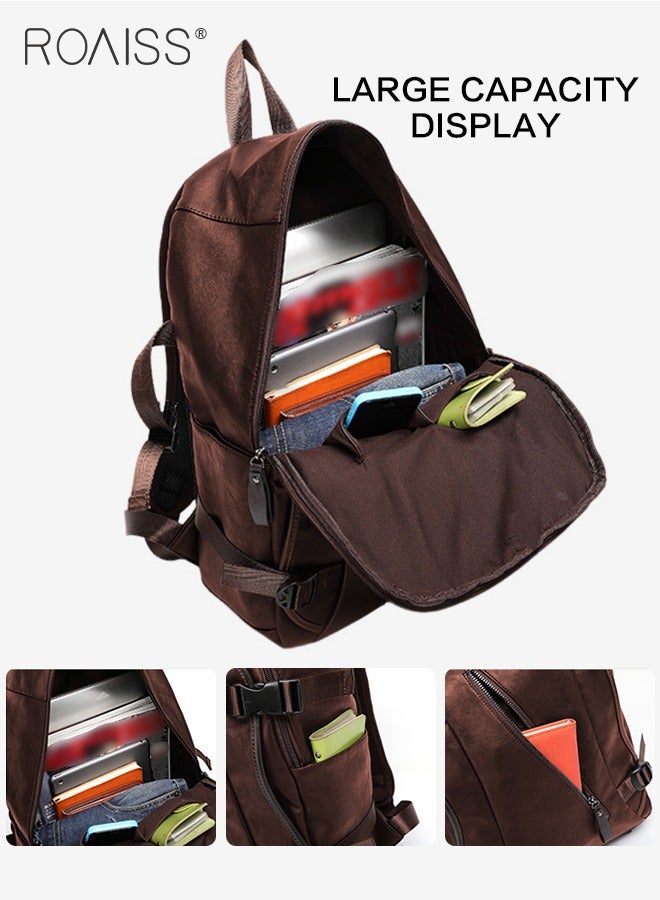 Large-Capacity Leather Backpack Men'S Daily Commuting School Business Fashion Versatile Waterproof Retro Computer School Bag