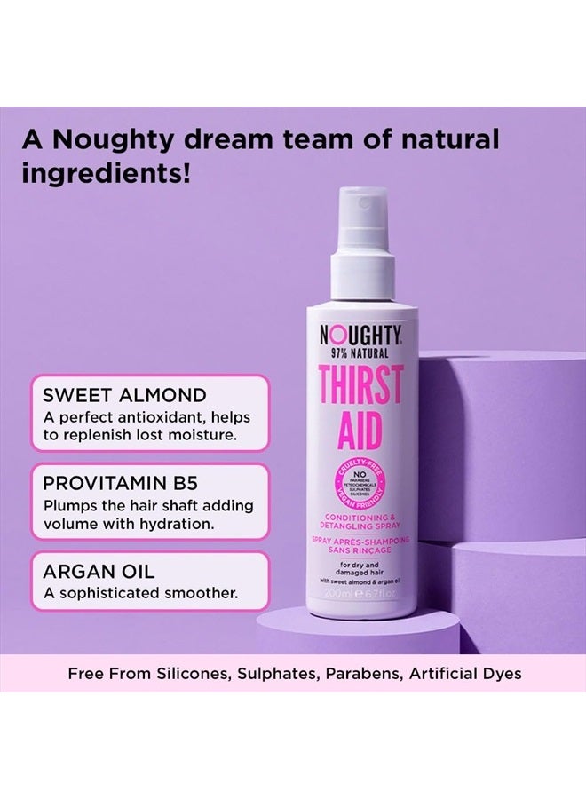 97% Natural Thirst Aid Conditioning and Detangling Spray, Leave In Hair Detangler Treatment for Dry and Damaged Hair, with Sweet Almond Oil, Sulphate Free Vegan Haircare 200ml