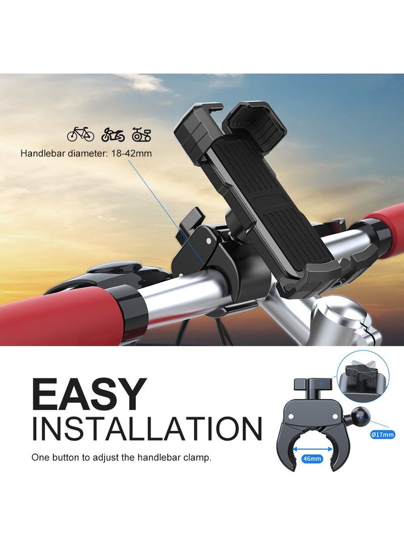 Phone Holder for Bike and Motorcycle Phone Mount Bicycle Cell Phone Mount Clamp for Handlebar