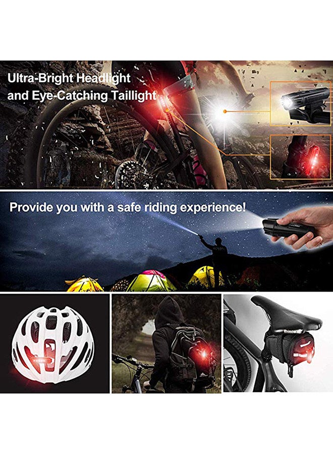 HJ-057 Super Bright USB Rechargeable Bicycle Lamp Mountain Bike Night Ride Warning Light IPX45 Waterproof Headlight+056Red