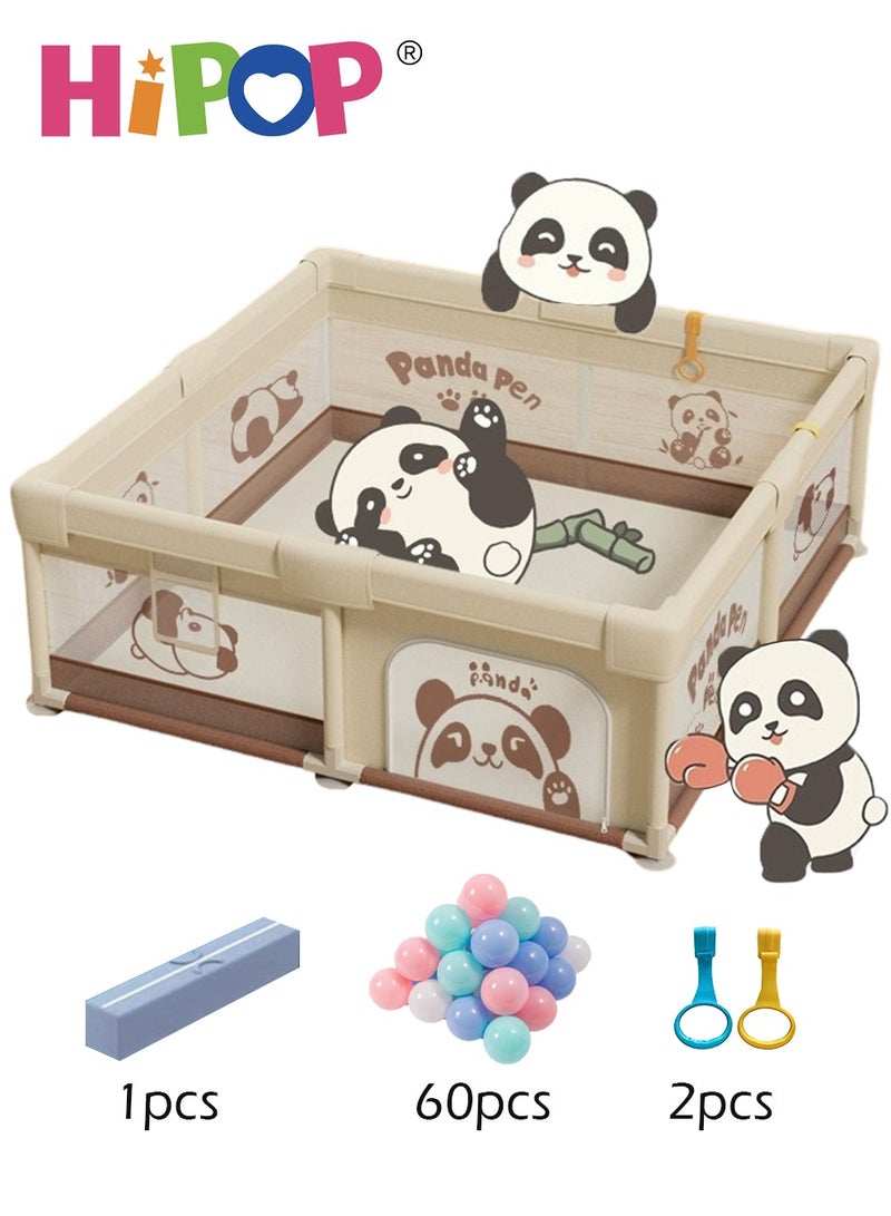Baby Playpen with Safety Fence 150*180cm,Household Climbing Mat with 60 Sea Balls,Indoor Play Game Fence