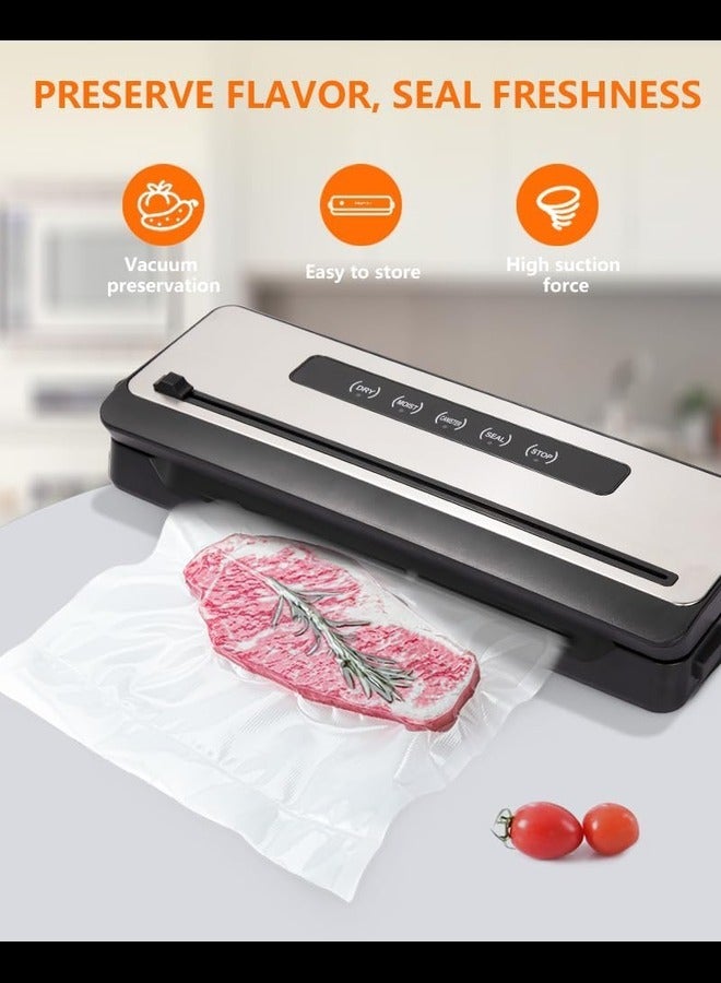 Vacuum Sealer Machine, Efficient Food Sealer with Built-in Cutter, Compact Food Vacuum Sealer with Bags and Air Hose for All Saving Needs