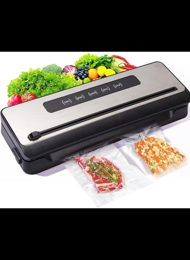 Vacuum Sealer Machine, Efficient Food Sealer with Built-in Cutter, Compact Food Vacuum Sealer with Bags and Air Hose for All Saving Needs