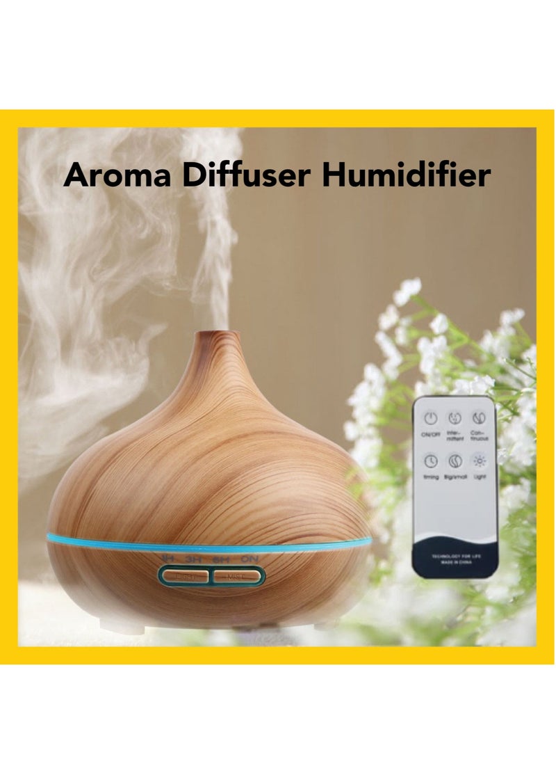 Essential Oil Diffuser Humidifier Aromatherapy Diffuser for Home, 550ml USB Powered Auto-off Aroma Therapy Diffuser for Large Room Bedroom Office, 4 Timers Ambient Lights Noise-Free Remote Control