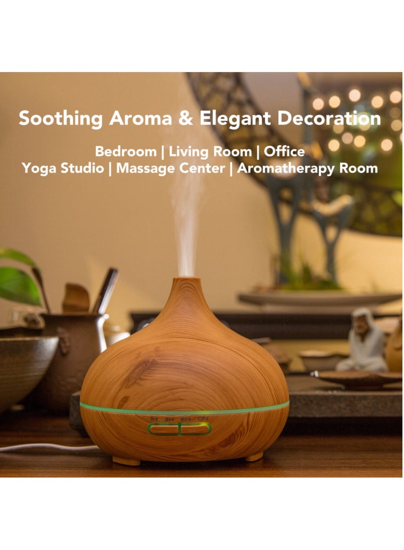 Essential Oil Diffuser Humidifier Aromatherapy Diffuser for Home, 550ml USB Powered Auto-off Aroma Therapy Diffuser for Large Room Bedroom Office, 4 Timers Ambient Lights Noise-Free Remote Control